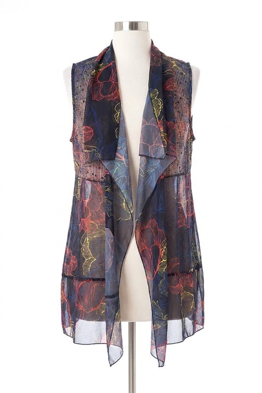 NEW ANGEL coral reef vest in denim multi